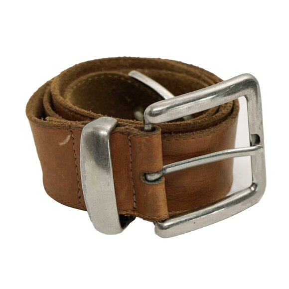 Vintage 90s Brown Leather Coastal Cowgirl Western Silver Tone Long Belt main image 9